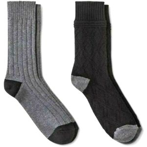 Goodfellow & Co Men's Boot Thick Winter Crew Socks, 2-pack Black/Grey, Size L